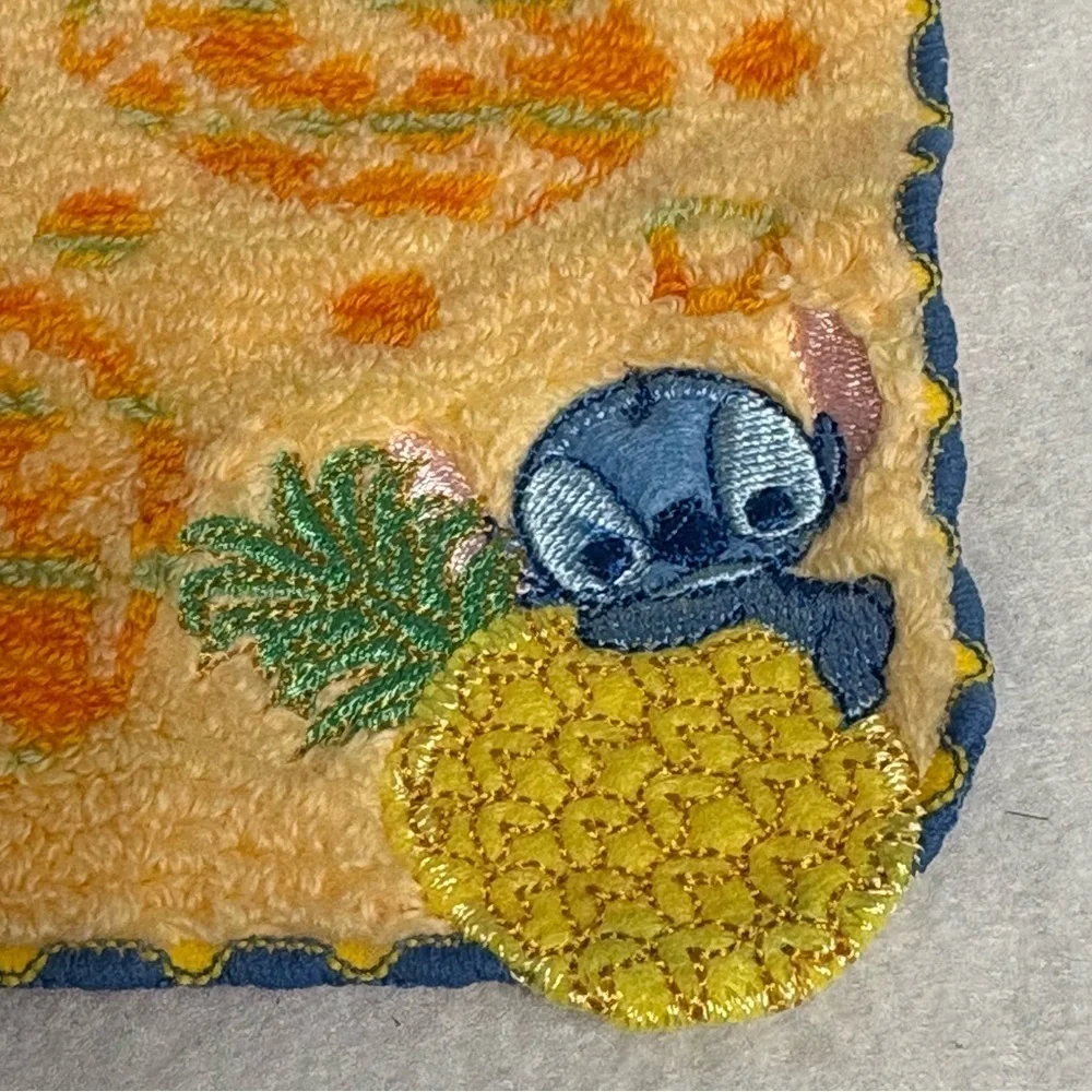STITCH Small Hand Towel Orange Pineapple Disney Japan Fruit Print